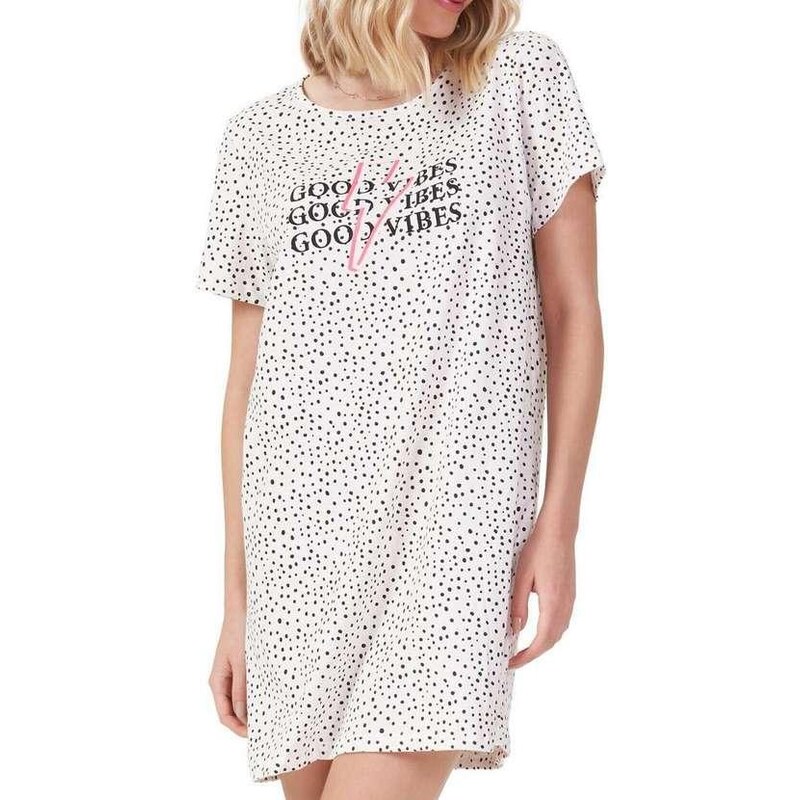 Camisola Feminina Curta Espaço Pijama 41198 Off-White