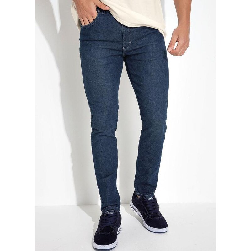 K-Du Jeans Calça Jeans Azul Escuro em Jeans com Elastano