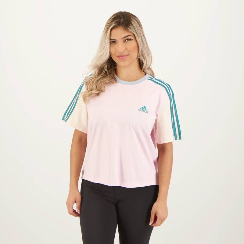 Moletom Adidas Linear Essentials Feminino Rosa - FutFanatics