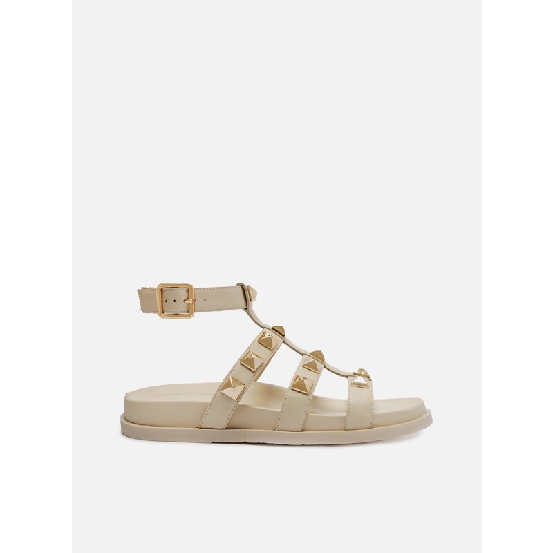 Sand lia Papete Off White Couro Tachas Arezzo GLAMI .br