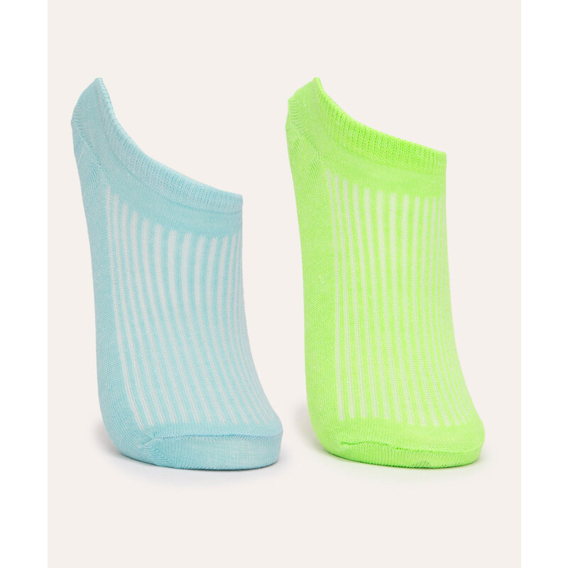C&A kit de 2 pares de meias invisíveis texturizadas colorido
