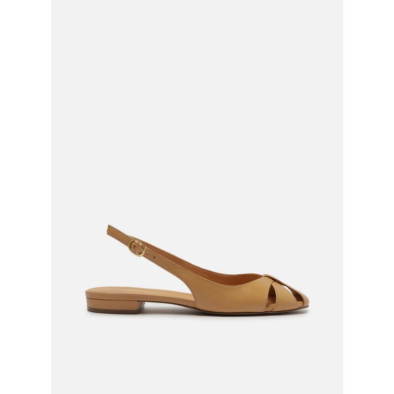 Sapatilha Nude Couro Slingback Cabedal Vazado Arezzo GLAMI .br