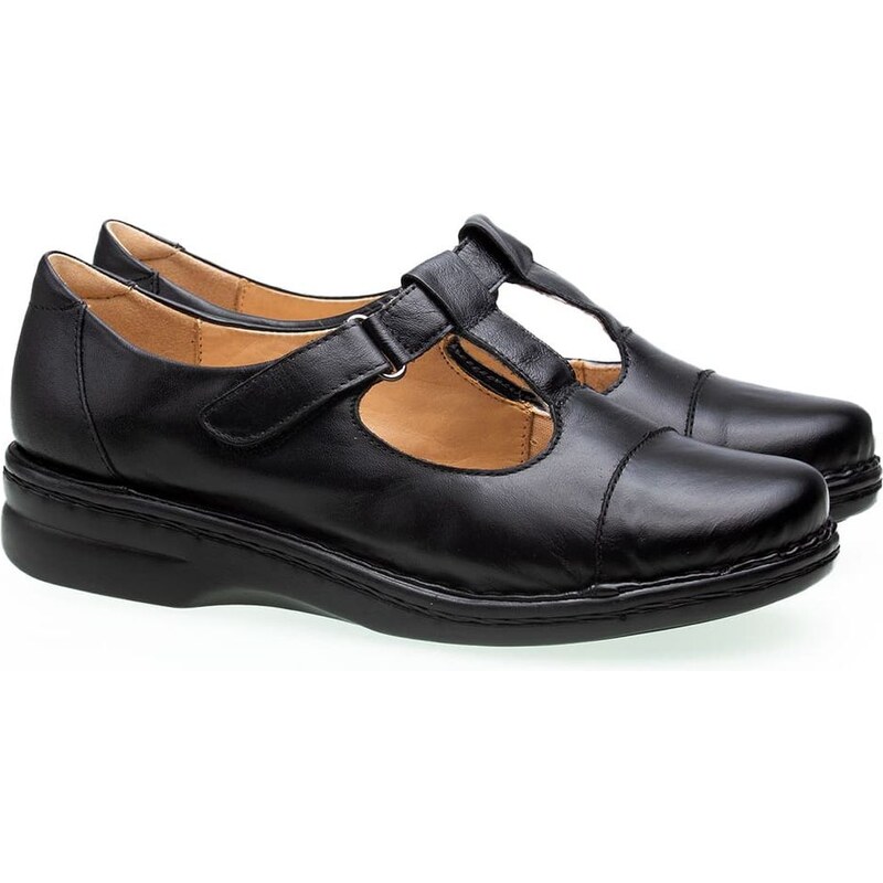 Sapato Anabela Doctor Shoes Couro 366 Preto