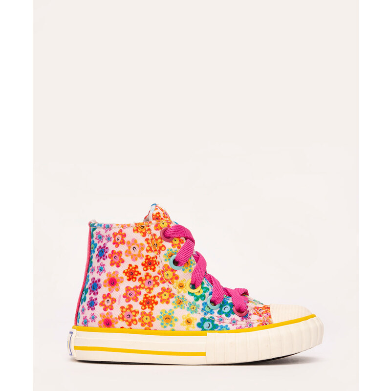 ALL STAR PRETO CANO BAIXO BORDADO EM LINHA FLORES ROSA