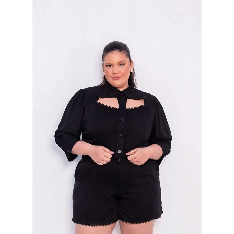 Ana Maya Curves Conjunto Plus Size Renda Ana Maya Preto Br