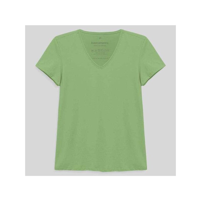 Camiseta Babylook Algodão Premium Gola V Plus Size Feminina - Preto –  Basicamente