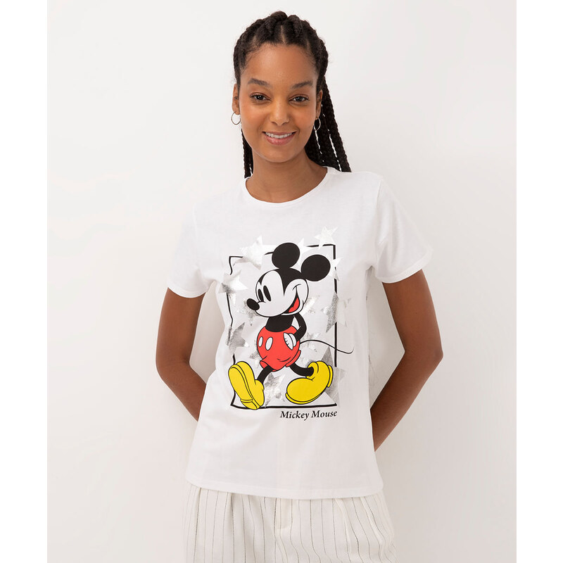 T-SHIRTS FEMININA ALGODÃO PRETO SILK MICKEY AND MINNIE - LOJA de T-SHIRTS