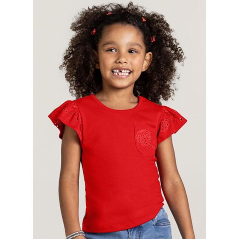 Blusa básica infantil menina em cotton Brandili - Brandili