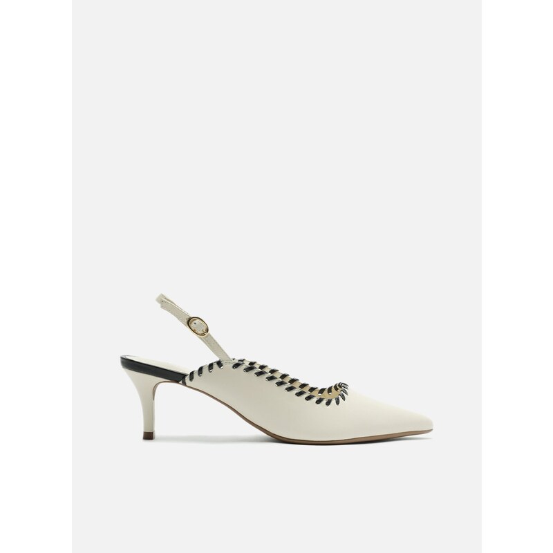 Scarpin Branco Slingback Costura Arezzo