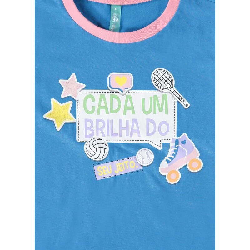 Malwee Kids Pijama Azul Brilha do Seu Jeito Menina