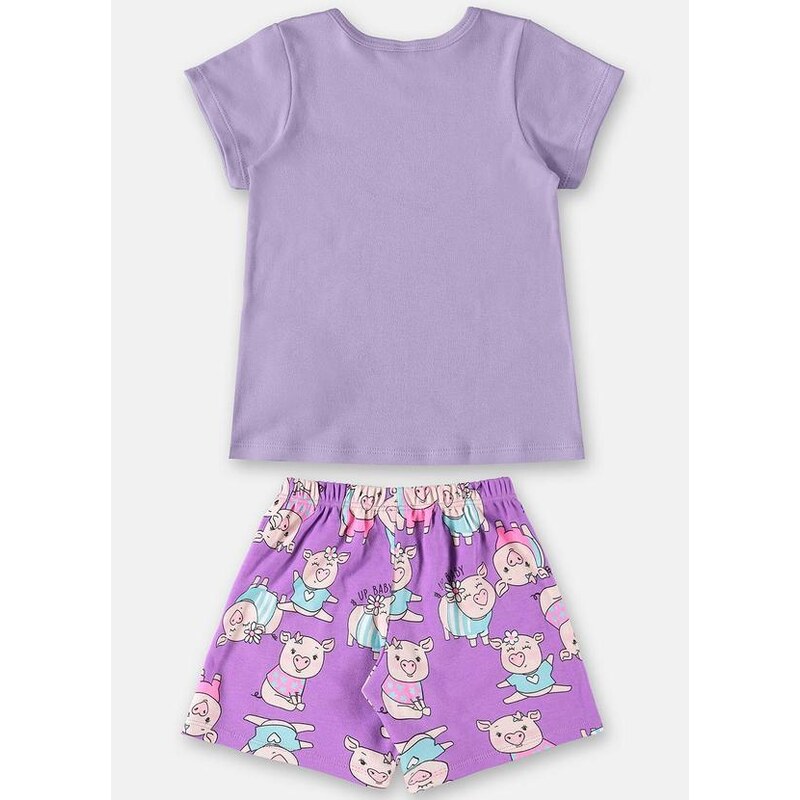 Up Baby Pijama Short e Blusa para Menina Roxo