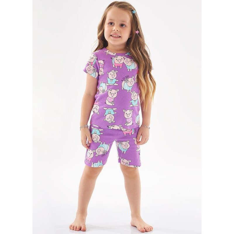 Up Baby Pijama Infantil de Verão para Menina Roxo