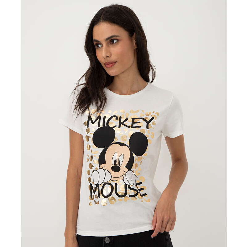 T-SHIRTS FEMININA ALGODÃO PRETO SILK MICKEY AND MINNIE - LOJA de T-SHIRTS