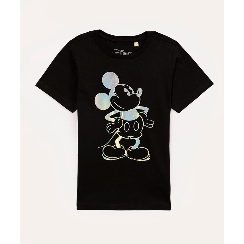 C&A camiseta de algodão infantil mickey manga curta preta