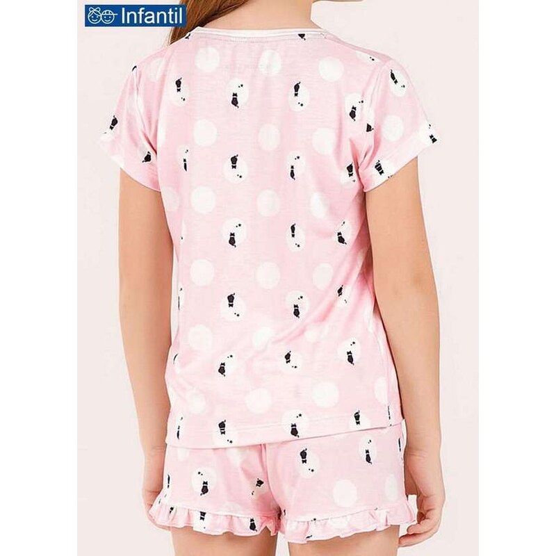 Pijama Infantil Menina Curto Cor com Amor 67640 Rosa