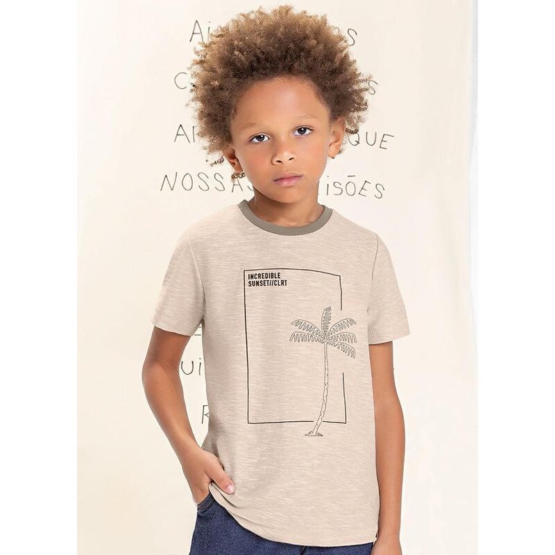 Camiseta Infantil Menino Coloritta Bege