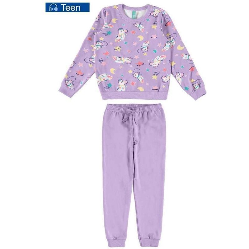 Pijama Infantil Menina Longo Malwee 1000105305 Ce59a-Lilás