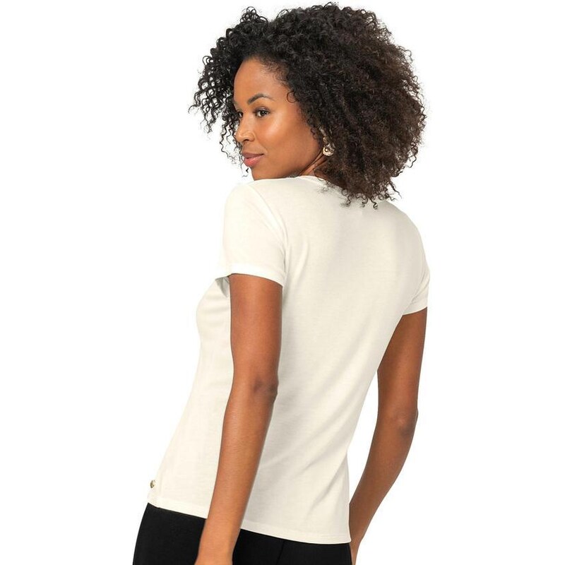 Rovitex Blusa Básica Visco Tricot Feminina Bege 