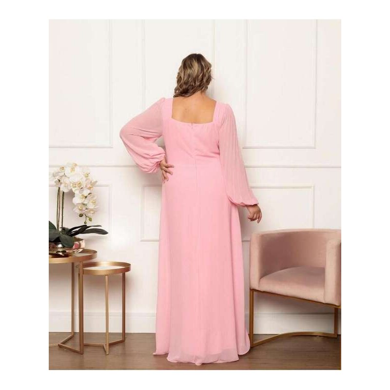Vestido de festa rosa quartz Plus Size
