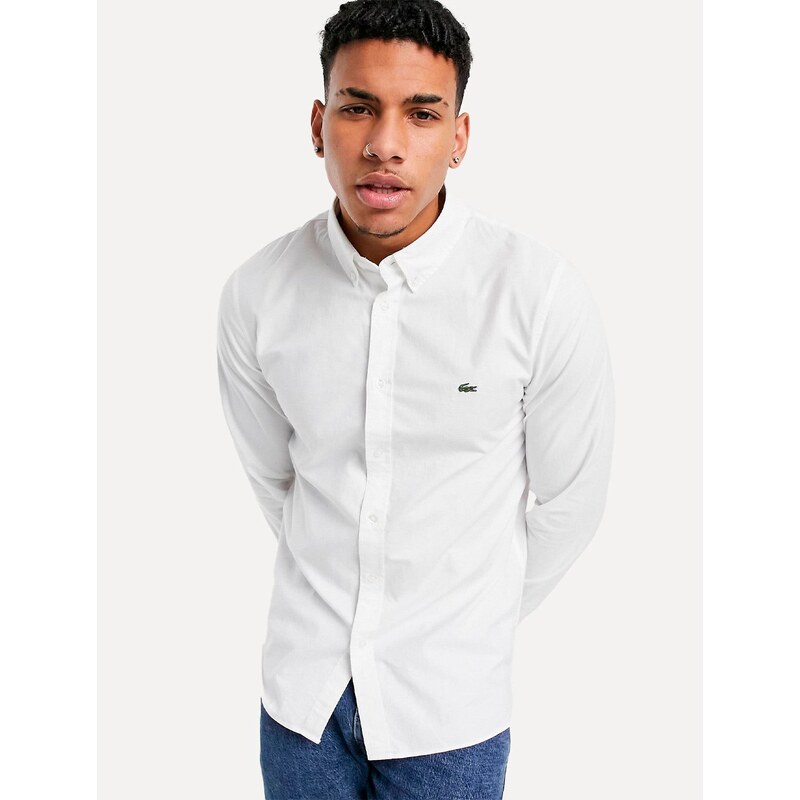 Camisa Lacoste Masculina Regular Pinpoint Cotton Oxford Branca
