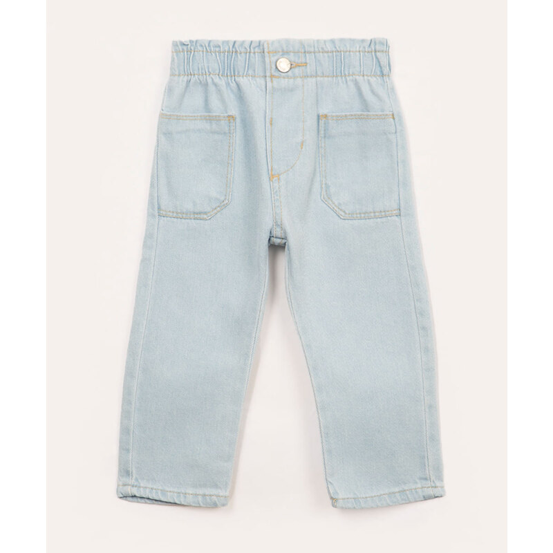 C&A calça jeans infantil clochard com bolsos azul claro