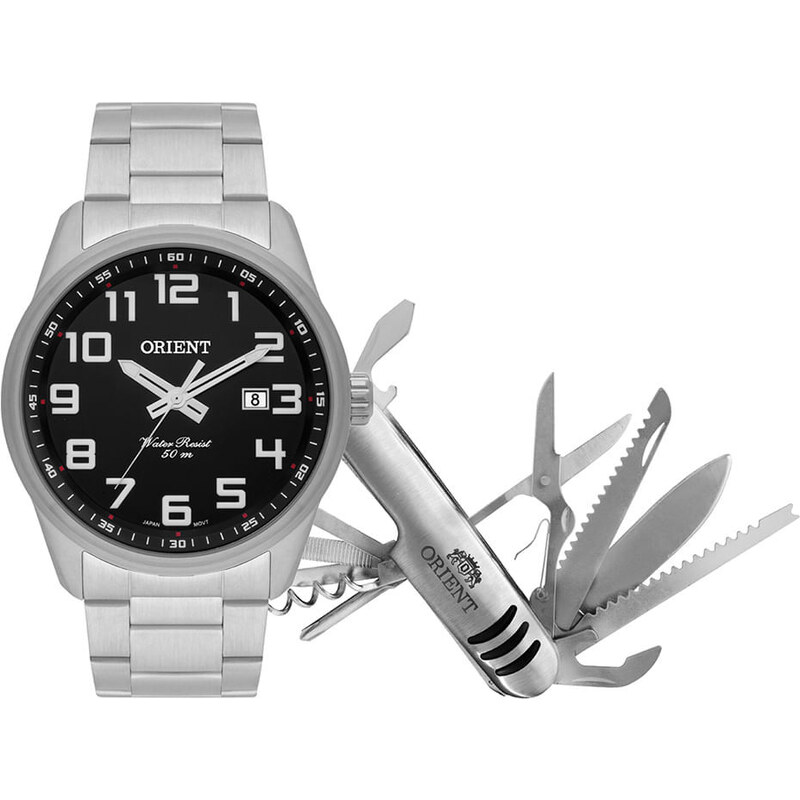 C&A relógio orient analógico MBSS1271 KF26P2SX com canivete
