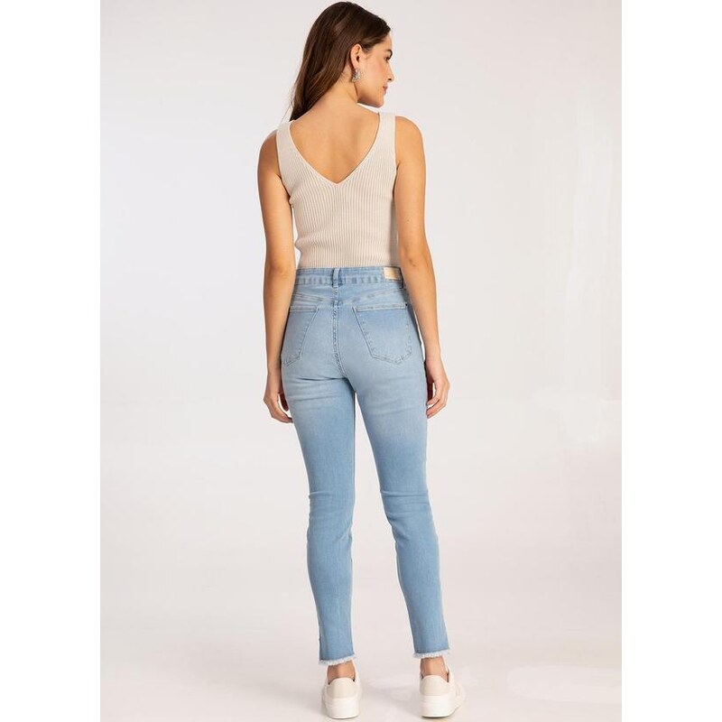 Lunender Calça Jeans Skinny Cropped Chapa Barriga Jeans 