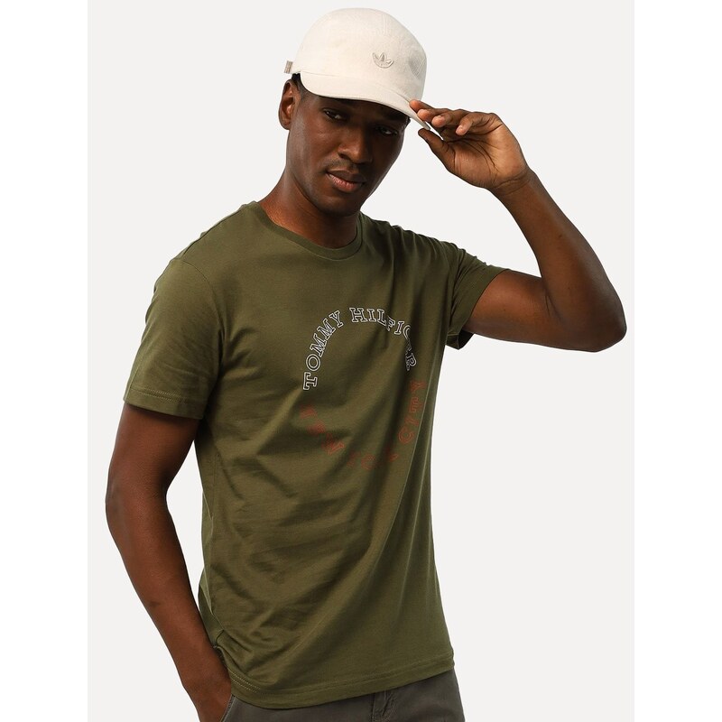 Camiseta Tommy Hilfiger Masculina Monotype Roundle Logo Verde Militar