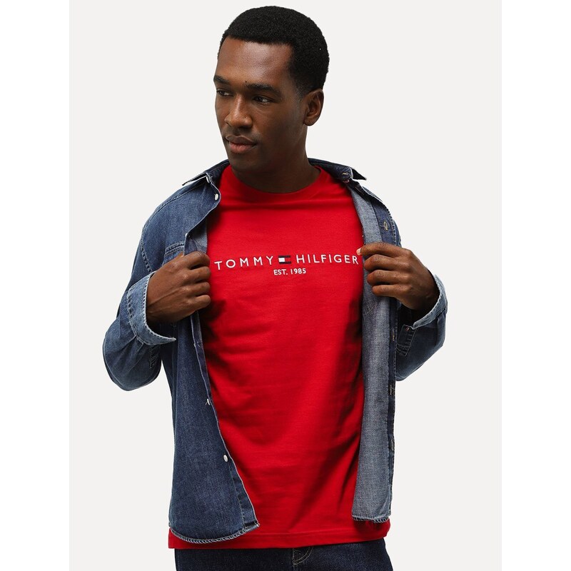 Camiseta Tommy Hilfiger Masculina Core Logo Tee Vermelha - GLAMI
