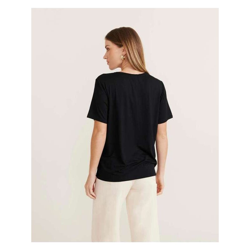 Zinzane Blusa Bordada Floral Mix - Preto Preto 