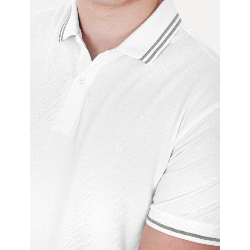 Polo Forum Masculina Piquet Muscle Tipped Relief Branca