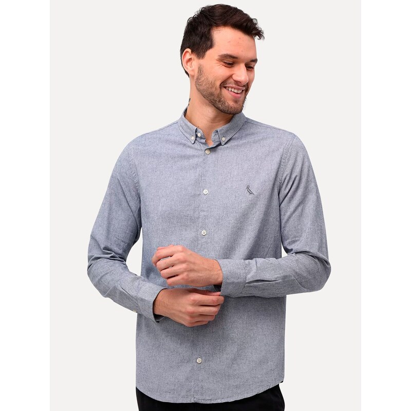 Camisa Reserva Masculina Oxford Color Grey Icon Azul Marinho Mescla