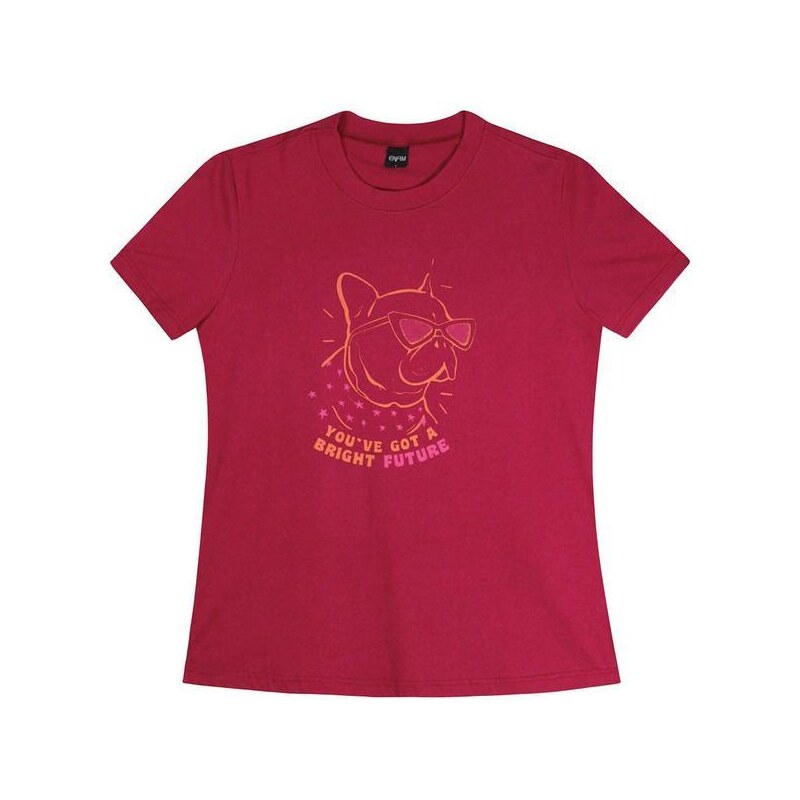 Enfim Camiseta Slim Cachorro Feminina Rosa Escuro