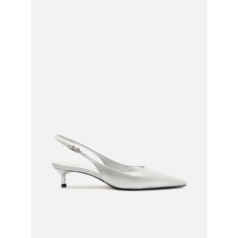 Scarpin Prata Salto Kitten Slingback Arezzo GLAMI .br