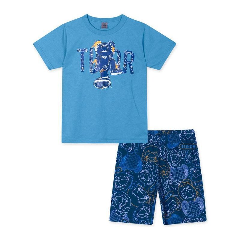 Tigor Pijama Brilha no Escuro Masculino Azul