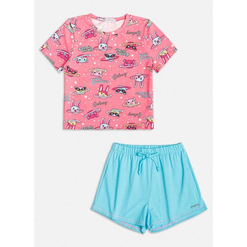 Momi Conjunto Pijama Espacial Rosa e Azul
