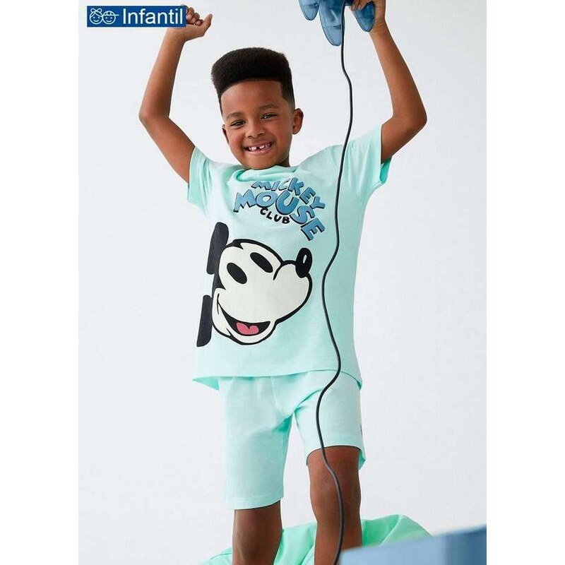 Hering Pijama Infantil Menino Curto Mickey Mouse 56k6 Wc3-Verde-Claro