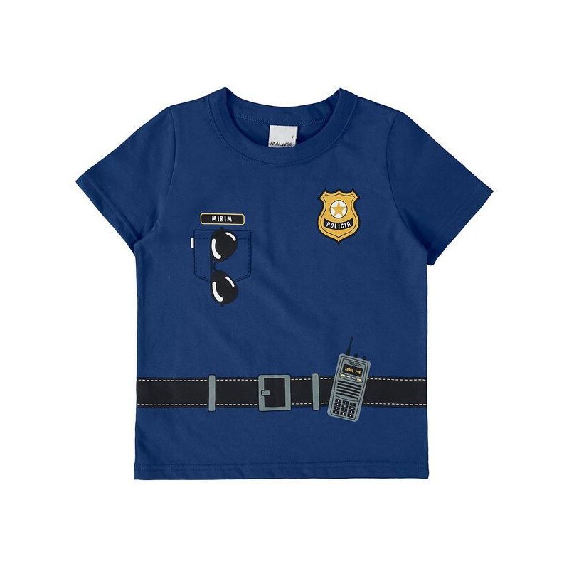 Malwee Kids Camiseta Fantasia Policial Menino Azul