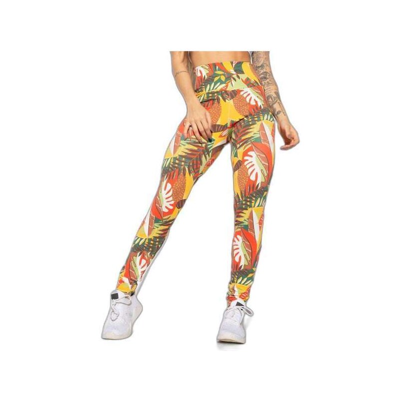 Legging Fitness Estampada Tie Dye Amarelo e Azul