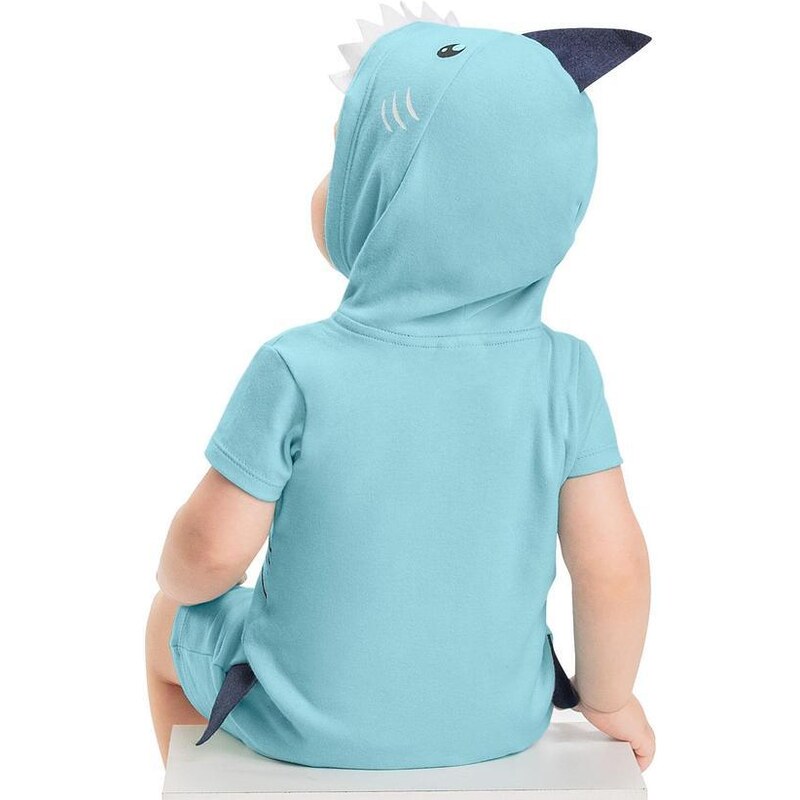 Quimby Macaquinho Baby Shark em Suedine Azul