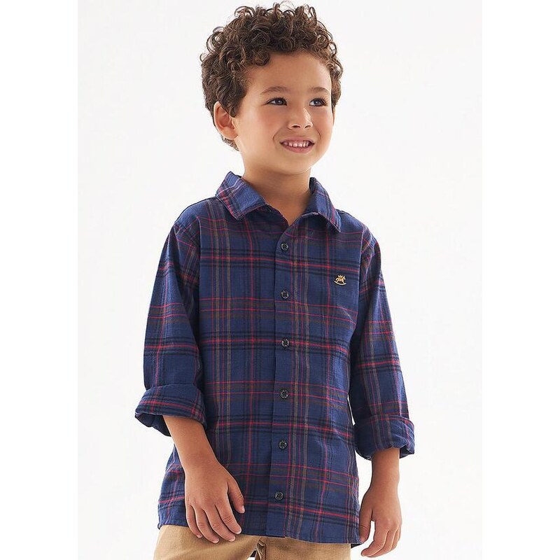 Up Baby Camisa Infantil Xadrez para Menino Azul