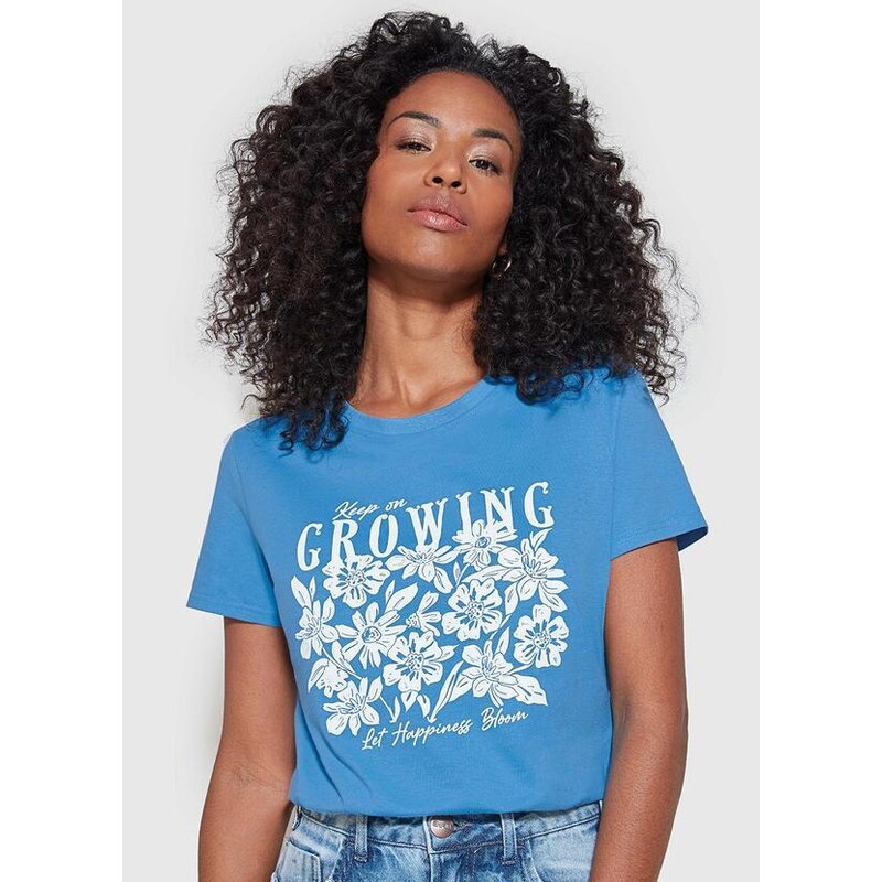 Enfim Camiseta Slim Keep On Growing Azul