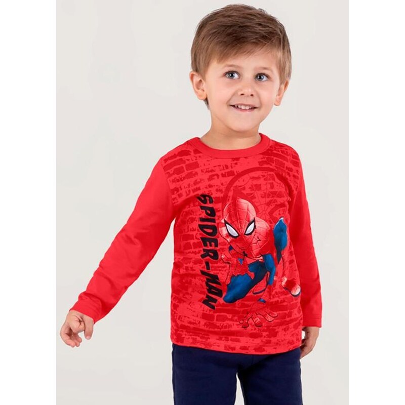 Brandili Camiseta Homem Aranha Infantil Unissex Vermelho