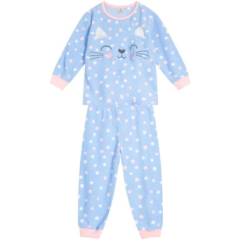 Brandili Pijama Bordado Infantil Menina Azul