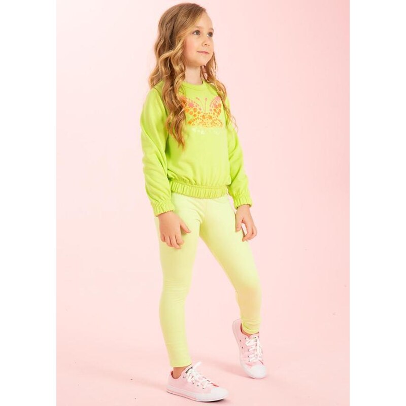 Cativa Kids Blusão Feminino Estampado com Glitter Verde