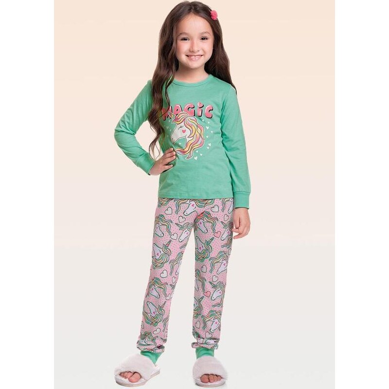 Fakini Kids Pijama Blusa e Calça Rosa