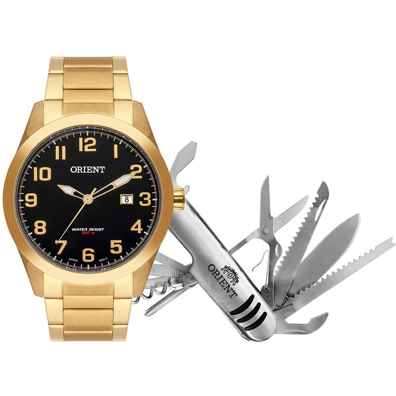 C&A relógio orient analógico com calendário mgss1180km44p2kx dourado