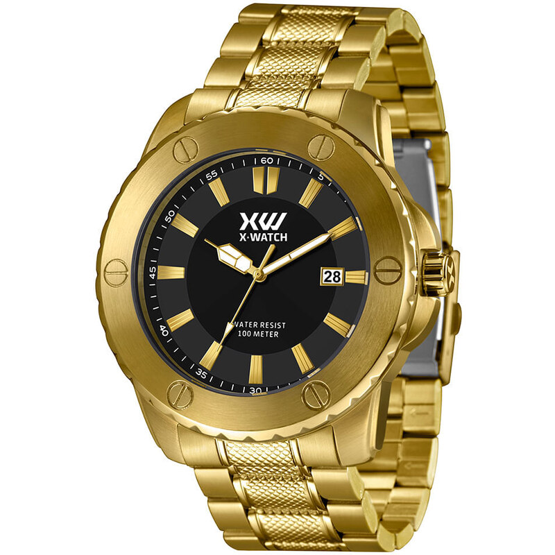 C&A relógio x-watch analógico com calendário xmgs1042 p1kx dourado