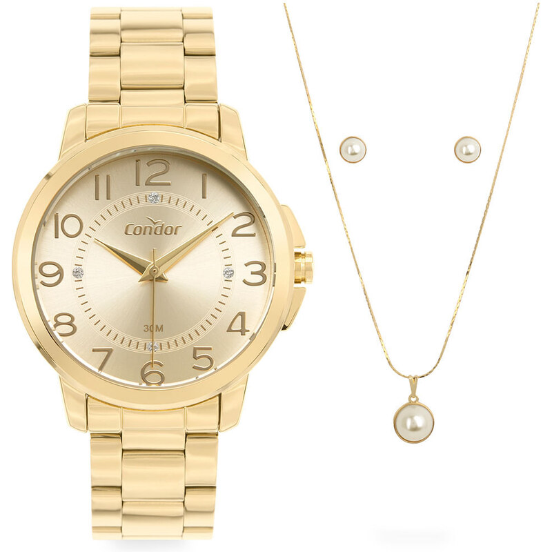C&A relógio analógico feminino condor co2035nay-k4d dourado