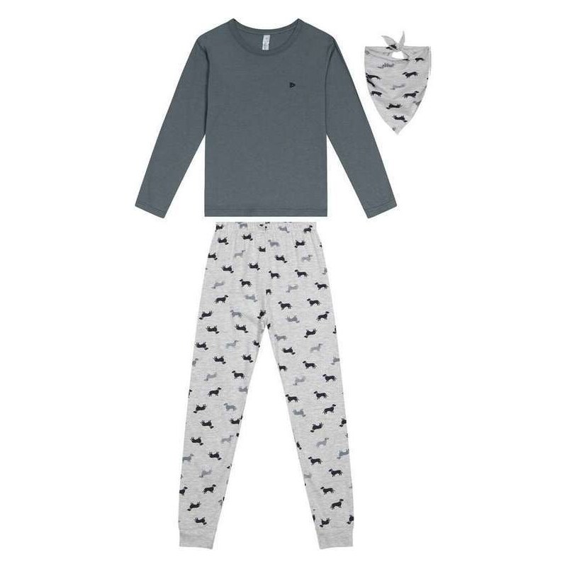 Pijama Infantil Menino Longo Malwee 1000117535 00344-Grafite